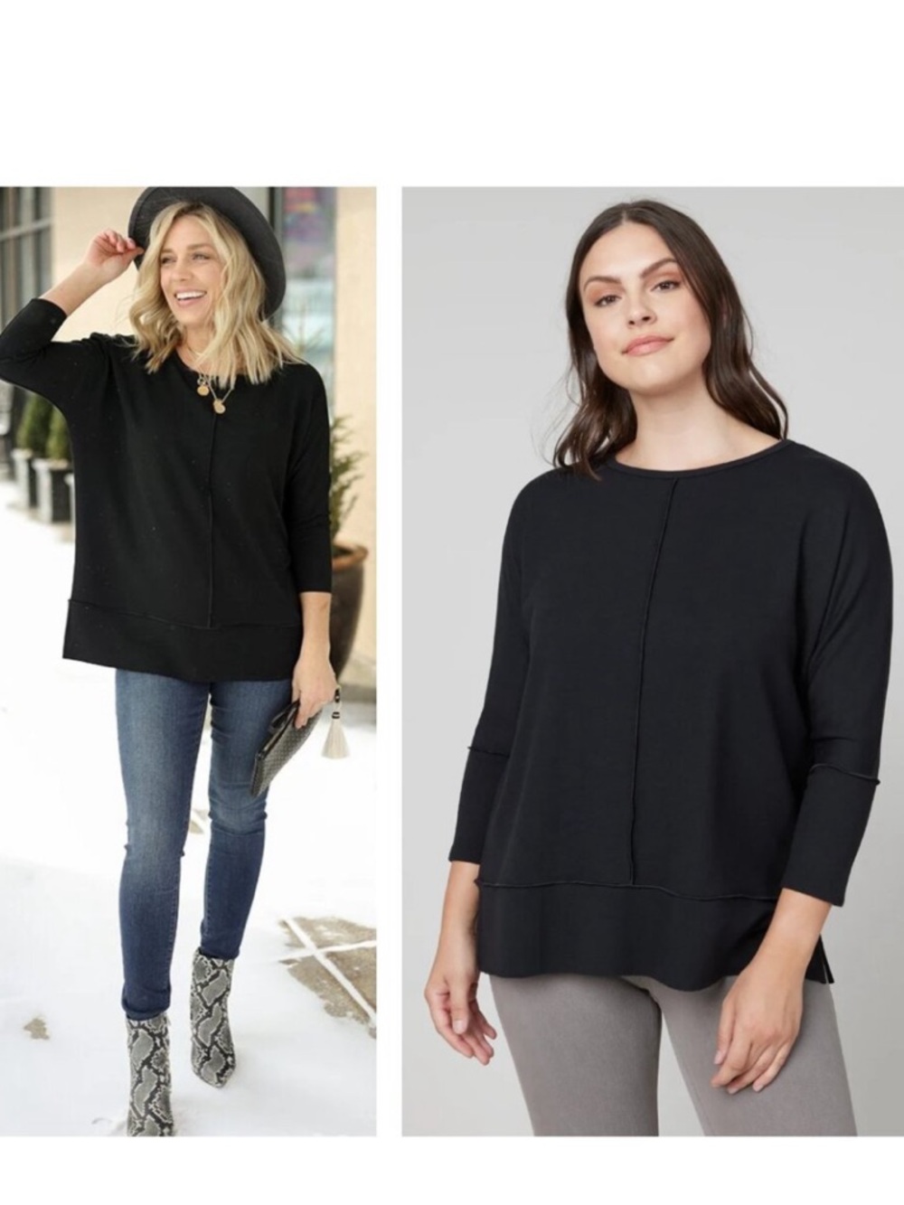 Spanx Perfect Length Top, Dolman 3/4 Sleeve Black 3X NWOT